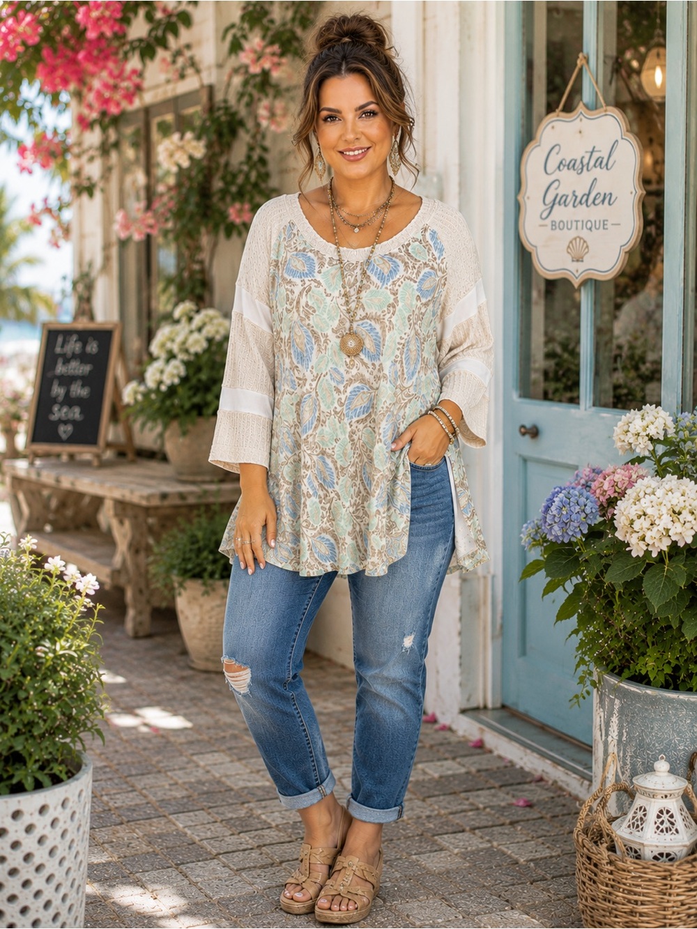Cato Leaf Print Tunic Blouse NWOT Size 18/20W A29